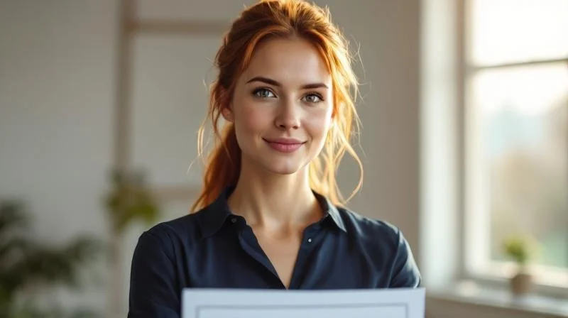 Frau feiert ihren IHK-Abschluss in Bayern mit Urkunde in der Hand